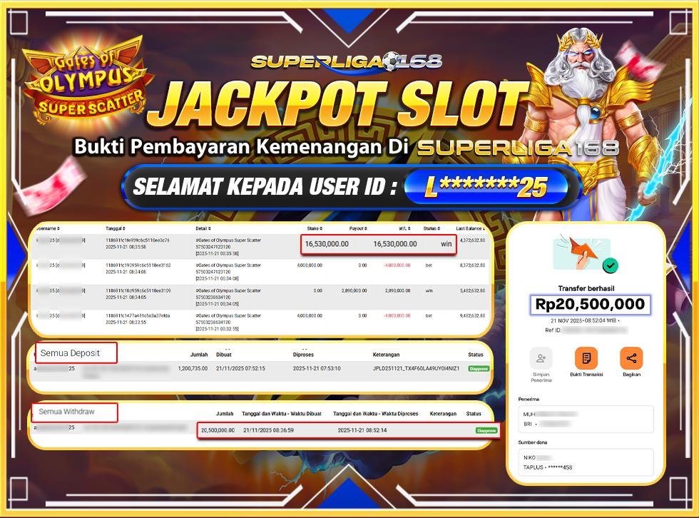 SUPERLIGA168 JACKPOT GATES OF OLYMPUS SUPER SCATTER Rp.25,000,000,LUNAS